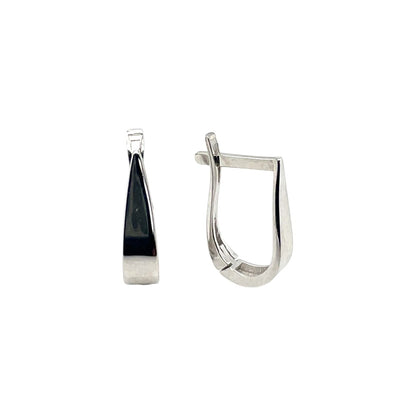 9ct White Gold Stirrup Silhouette Hoop Earrings