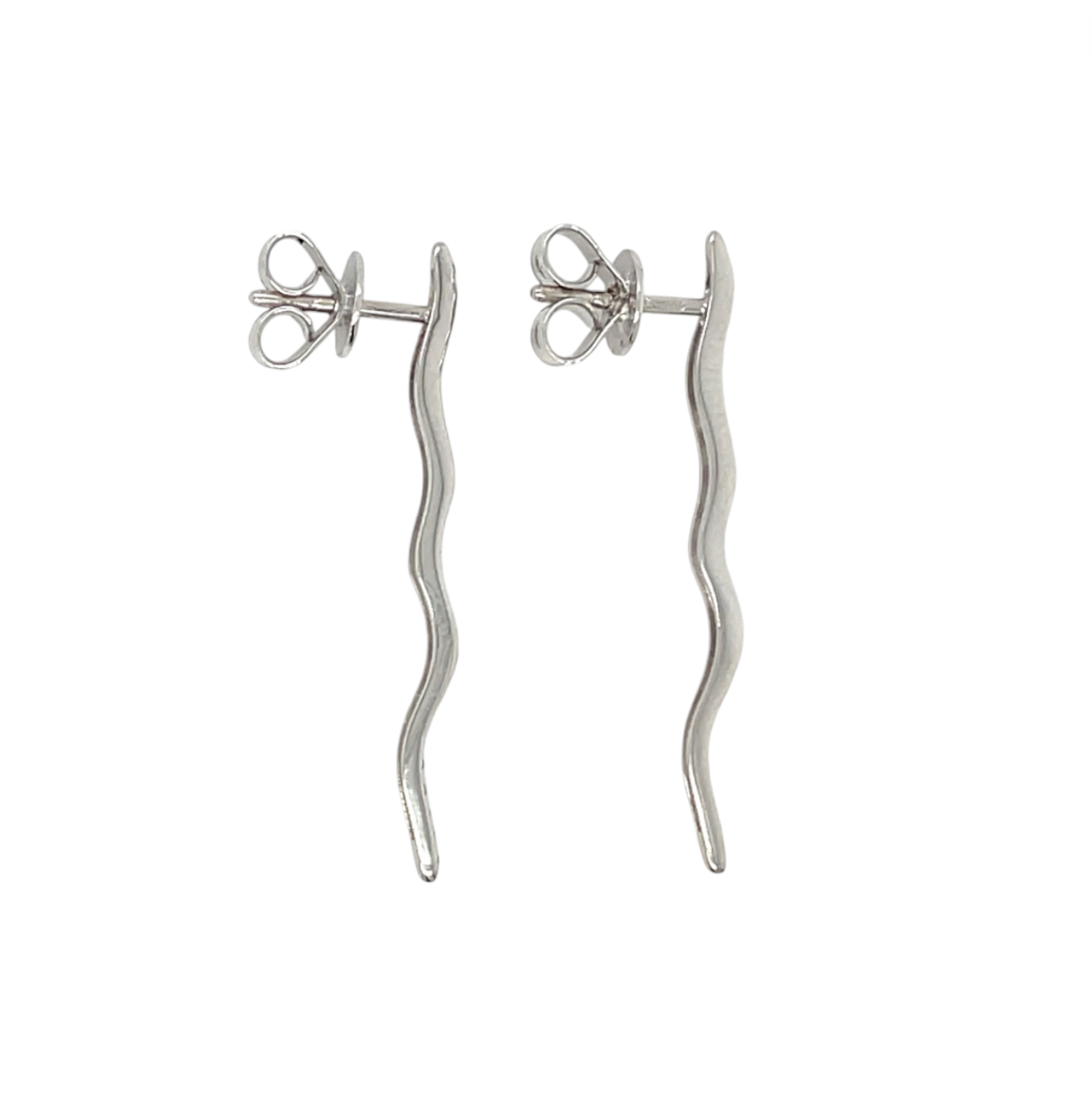 18ct White Gold Wave Diamond Drop Earrings