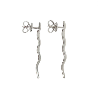 18ct White Gold Wave Diamond Drop Earrings
