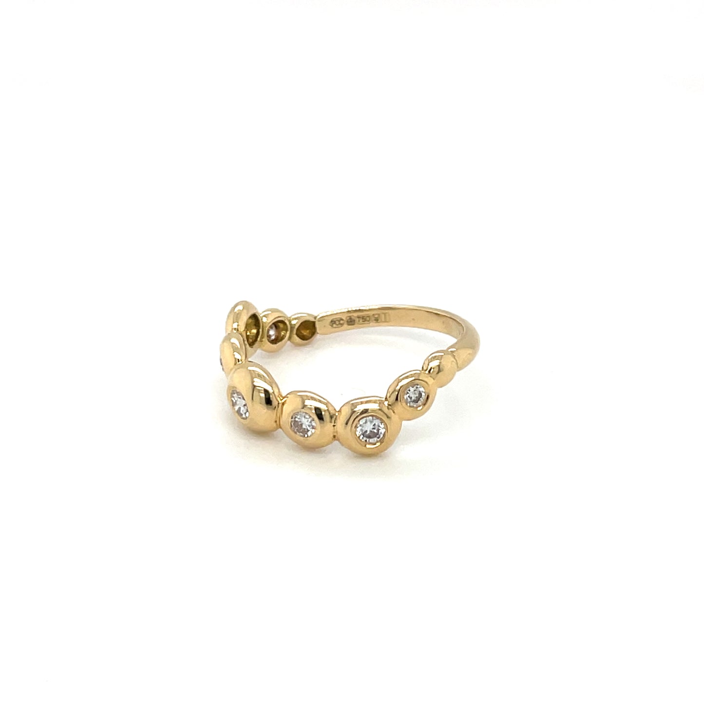 18ct Yellow Gold Diamond Wave Bubble Eternity Ring