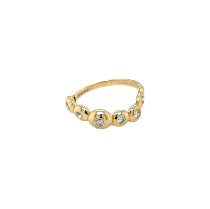 18ct Yellow Gold Diamond Wave Bubble Eternity Ring (M)