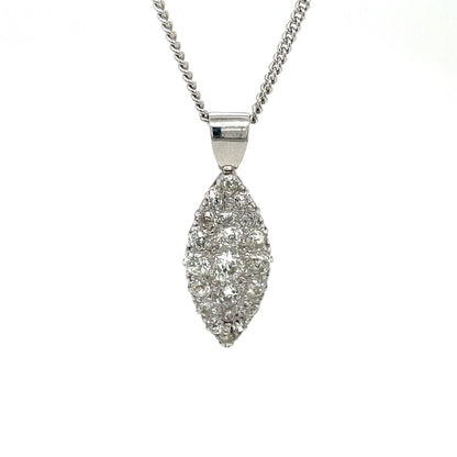 18ct White Gold Diamond Marquise Pendant