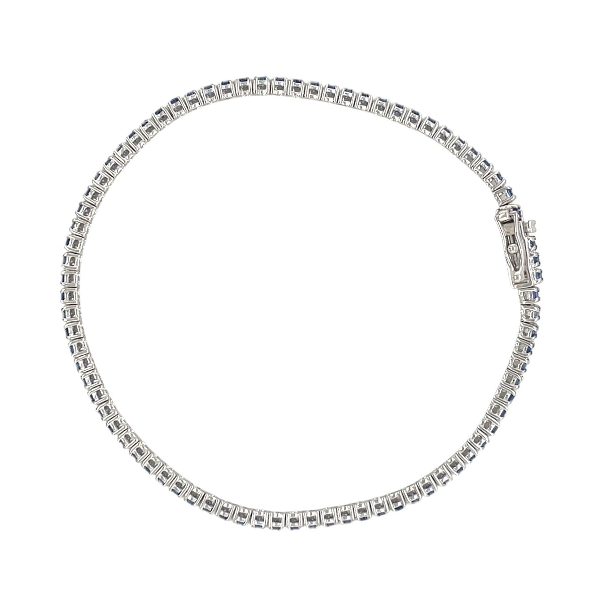 18ct White Gold Ceylon Sapphire Line Bracelet