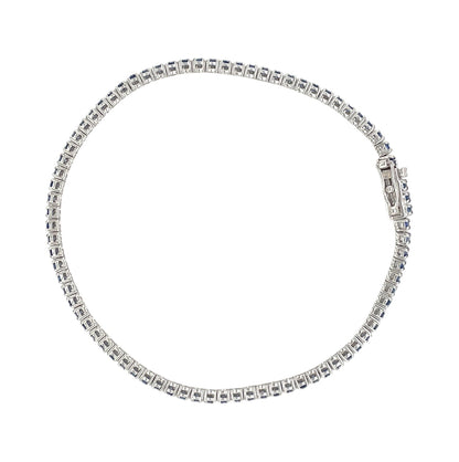 18ct White Gold Ceylon Sapphire Line Bracelet