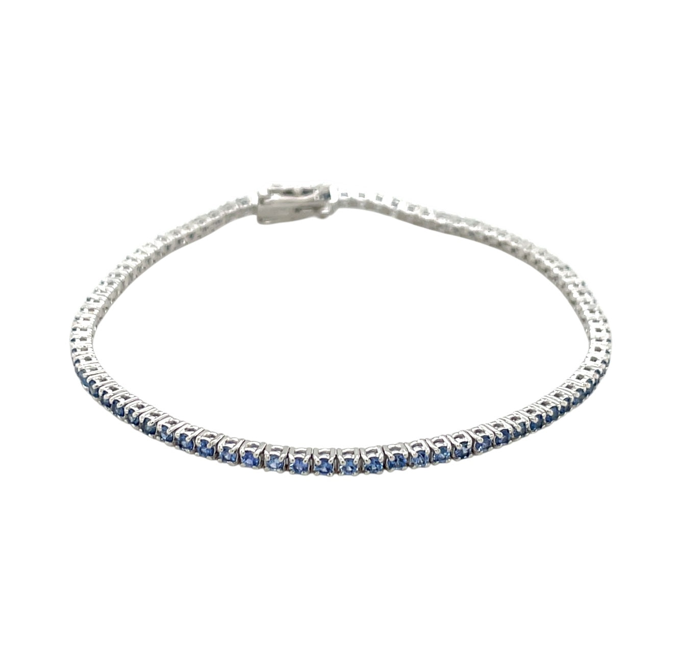 18ct White Gold Ceylon Sapphire Line Bracelet