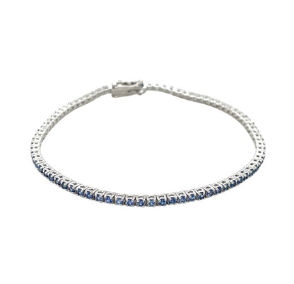 18ct White Gold Ceylon Sapphire Line Bracelet