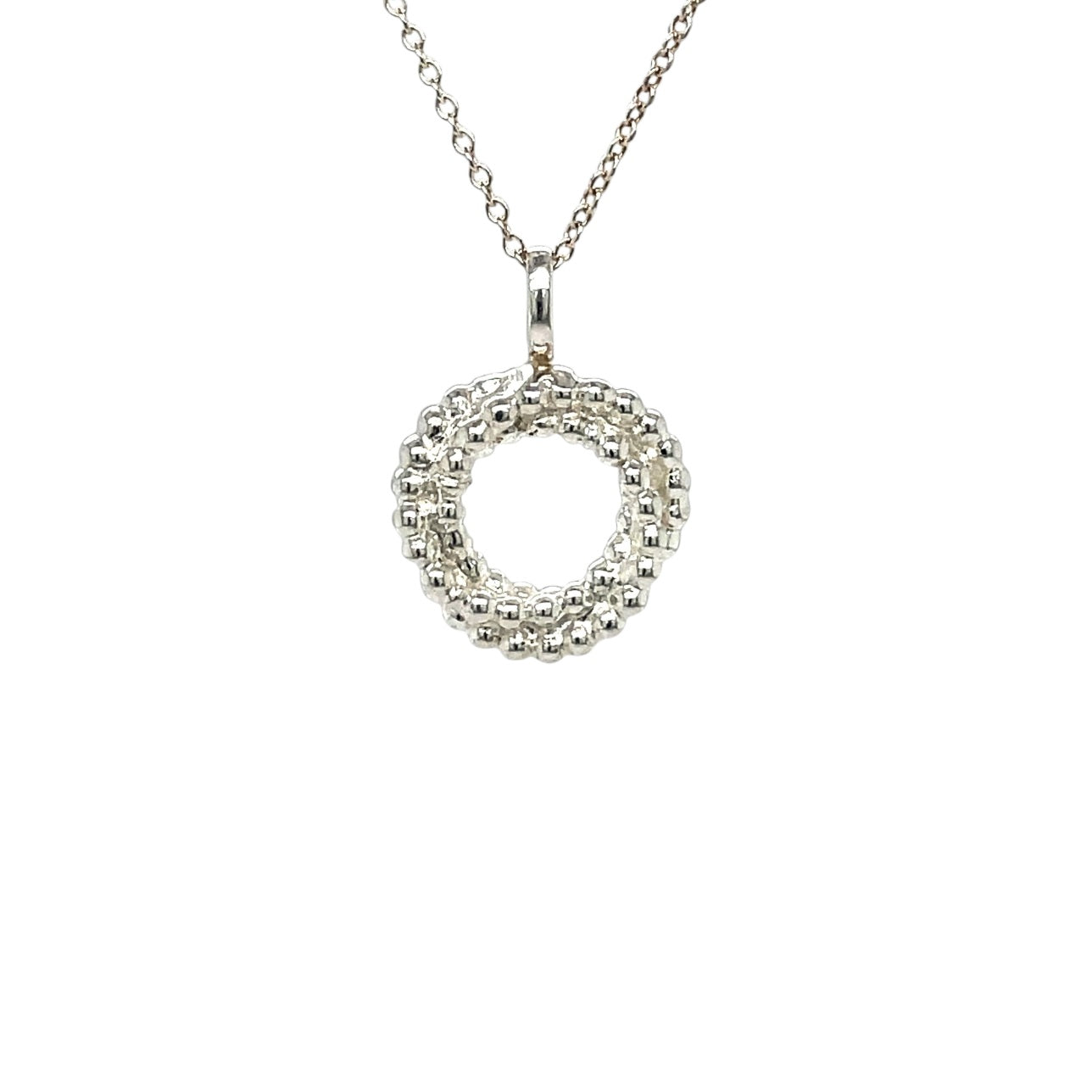 Silver Beaded Woolmark Knot Pendant & Chain  (16-18")