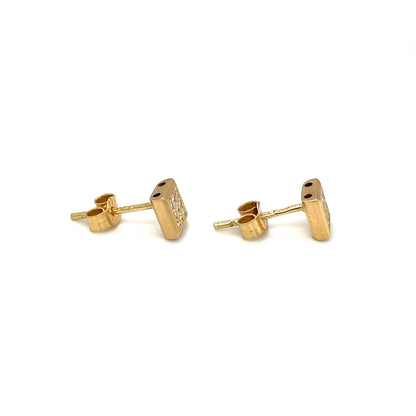 18ct Yellow Gold Diamond Set Square Studs