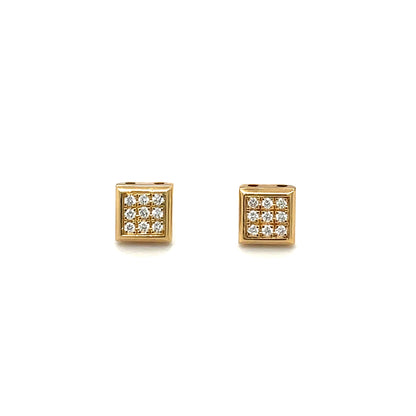 18ct Yellow Gold Diamond Set Square Studs