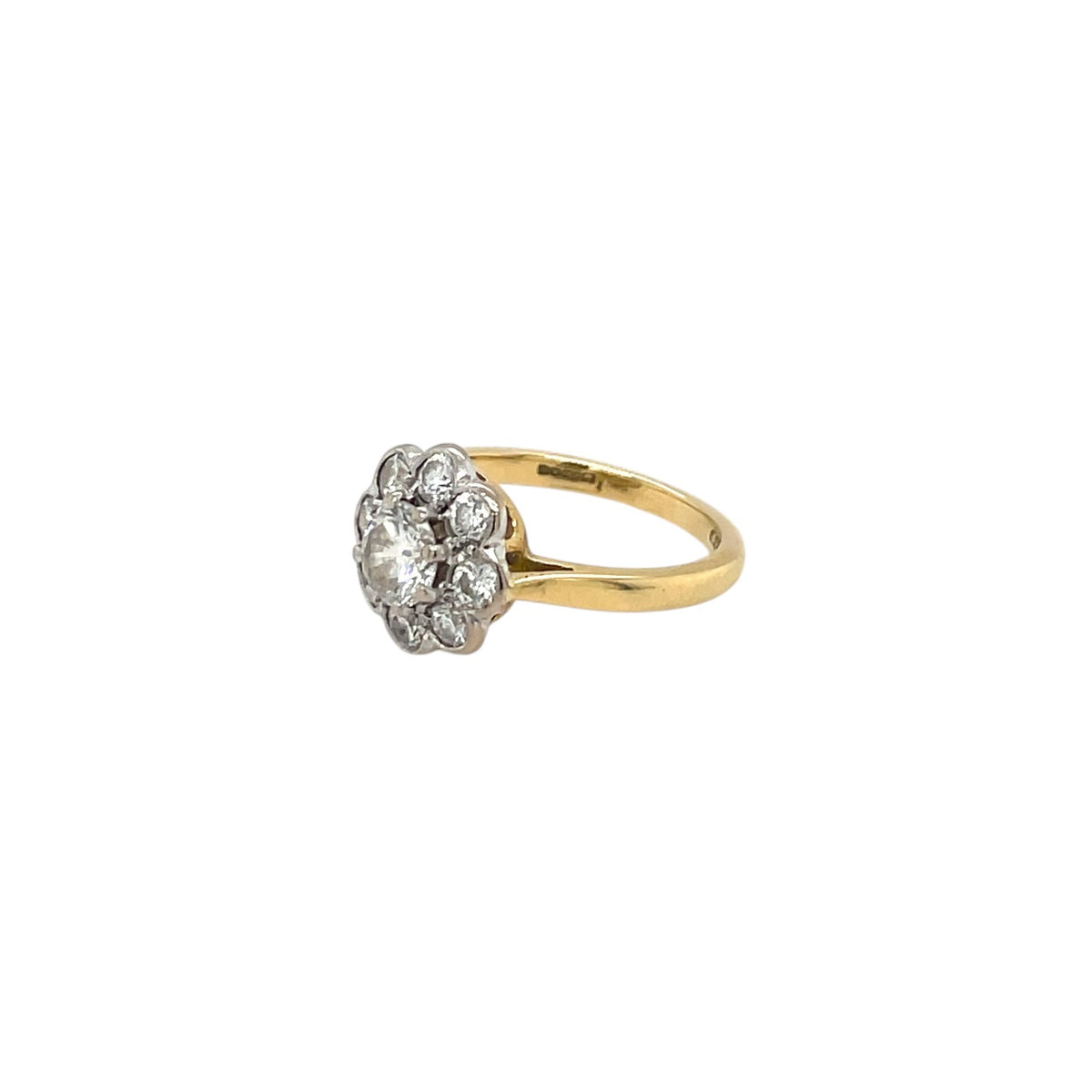 18ct Yellow & White Gold Diamond Flower Cluster Ring (H)