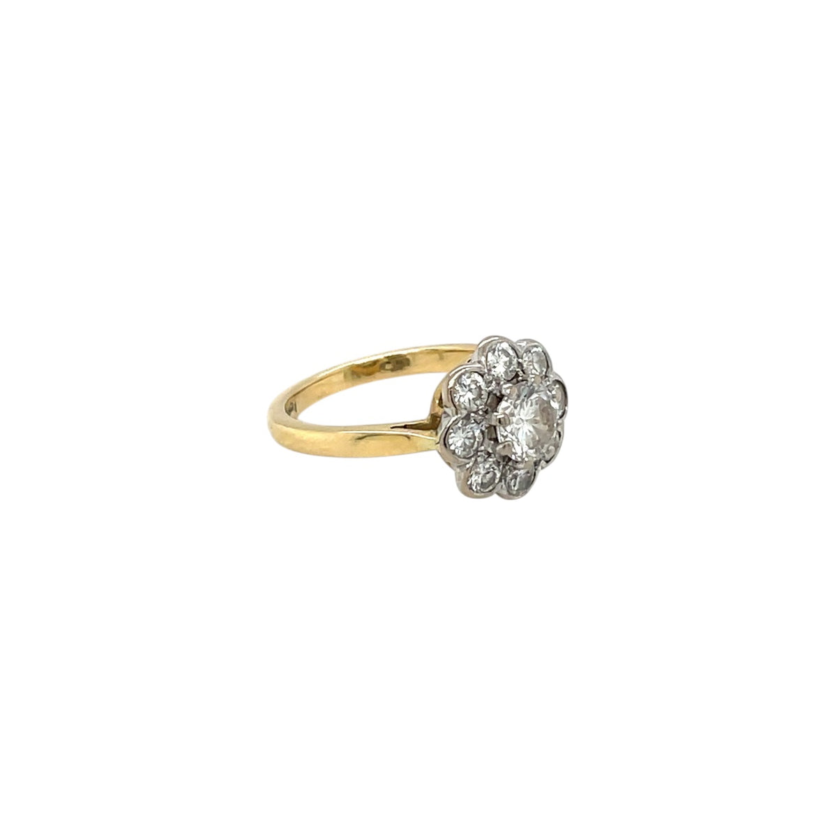 18ct Yellow & White Gold Diamond Flower Cluster Ring (H)