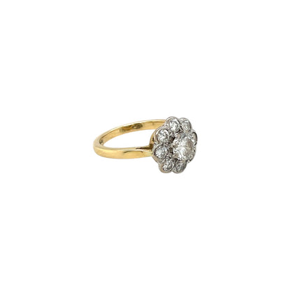 18ct Yellow & White Gold Diamond Flower Cluster Ring (H)