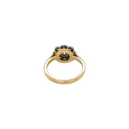 18ct Yellow & White Gold Diamond Flower Cluster Ring (H)