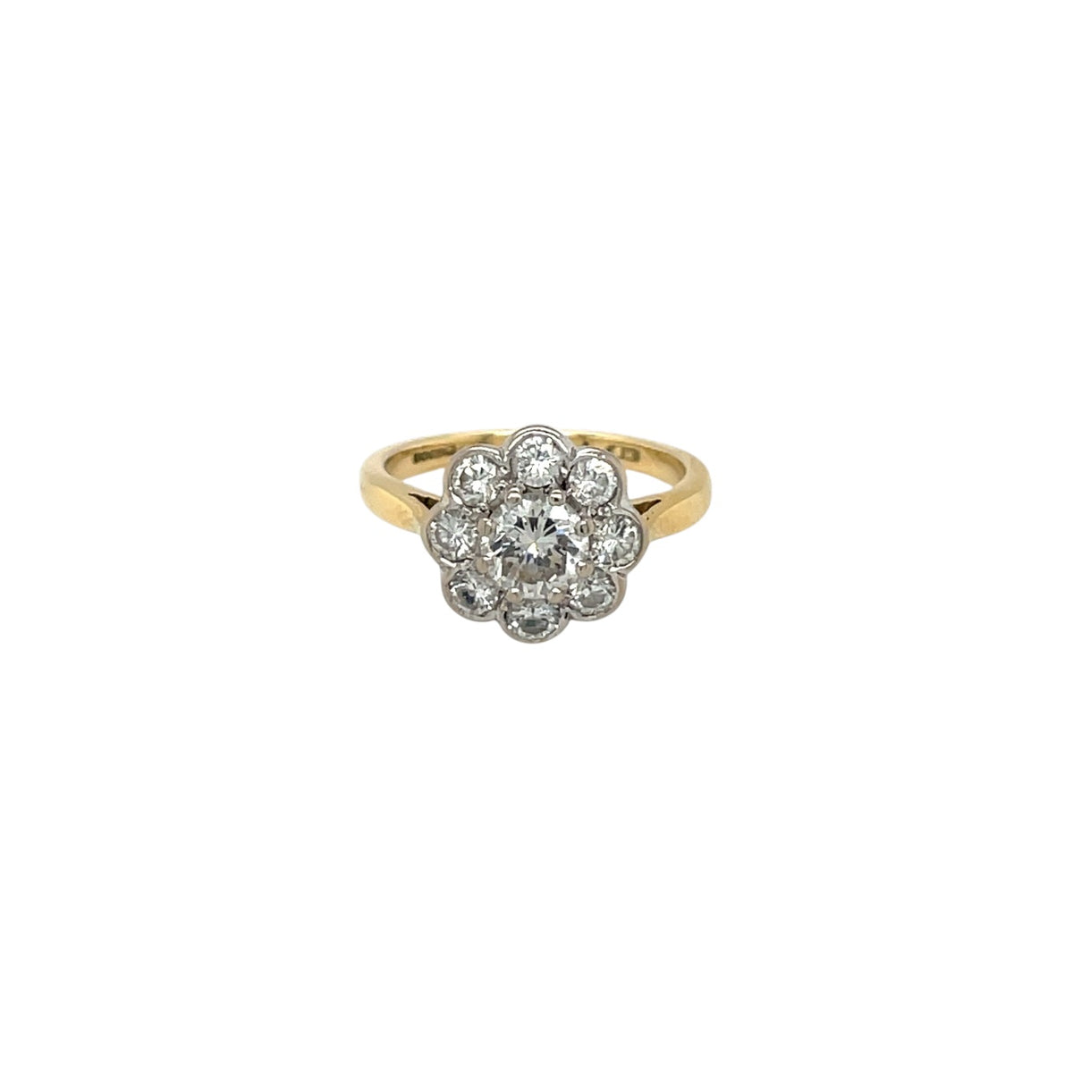 18ct Yellow & White Gold Diamond Flower Cluster Ring (H)