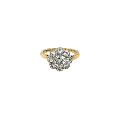18ct Yellow & White Gold Diamond Flower Cluster Ring (H)