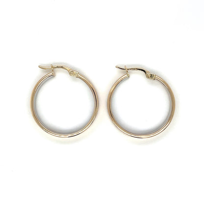 9ct Yellow & White Gold Flat Hoop Earrings