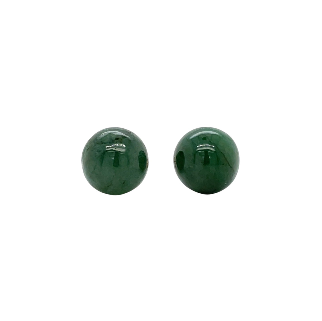 9ct Yellow Gold Jade Bead Stud Earrings
