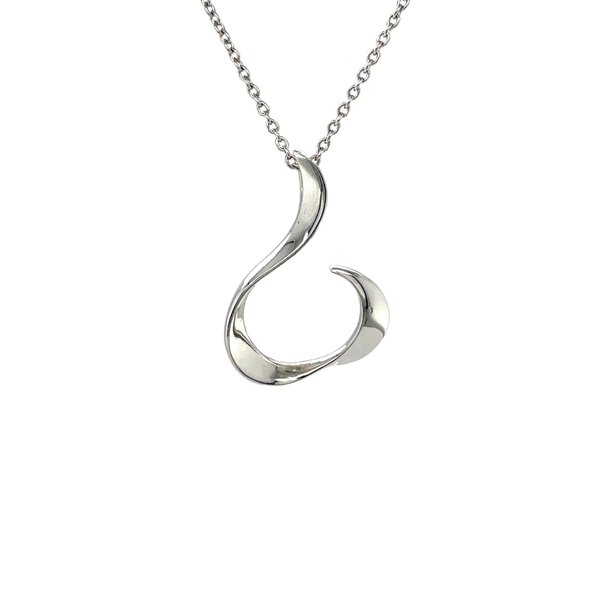 Silver Hook Pendant & Chain (18")