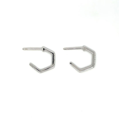 18ct White Gold Diamond Hexagon Hoops