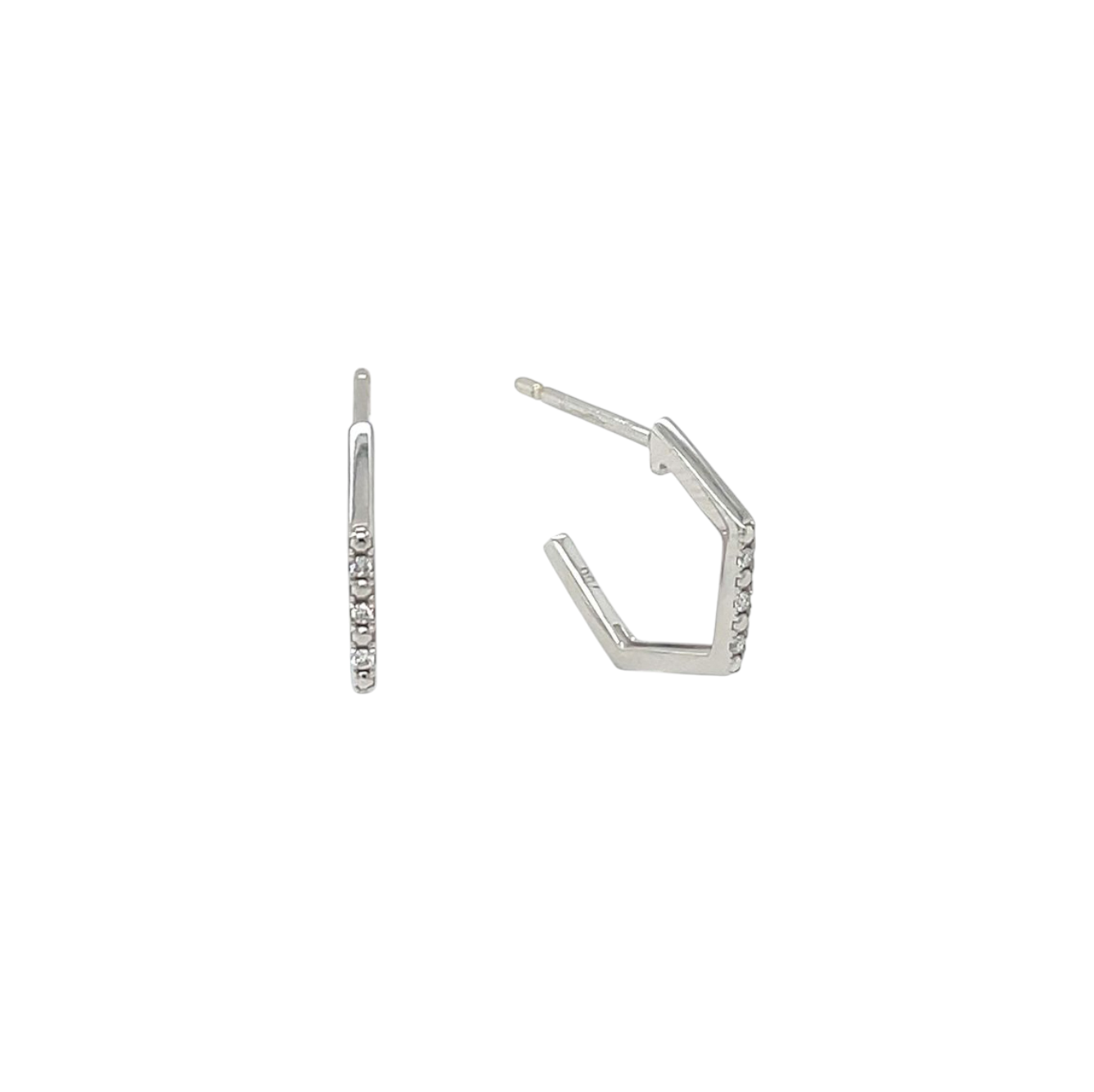 18ct White Gold Diamond Hexagon Hoops