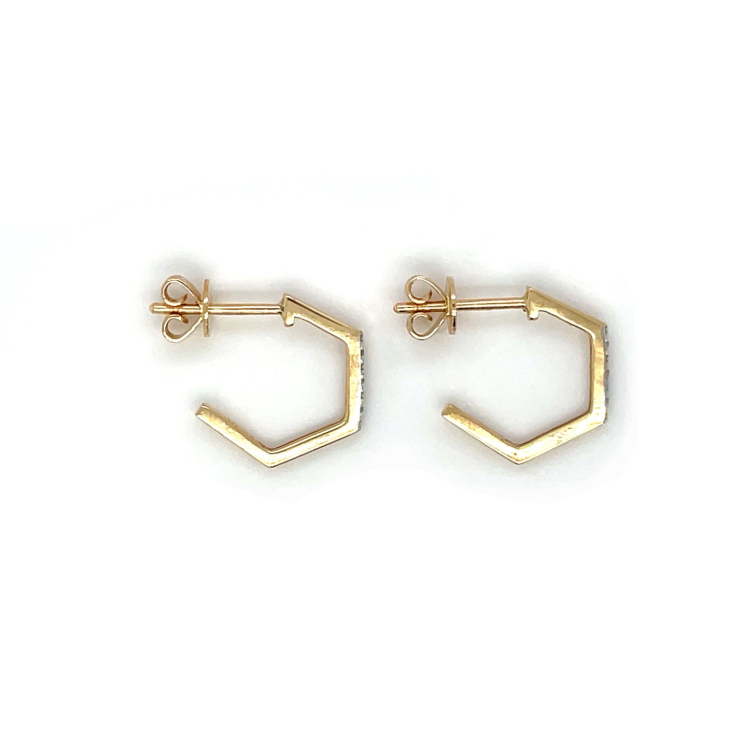 18ct Yellow Gold Hexagon Diamond Earrings