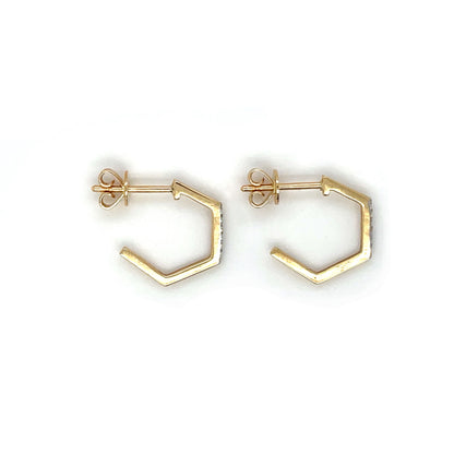 18ct Yellow Gold Hexagon Diamond Earrings