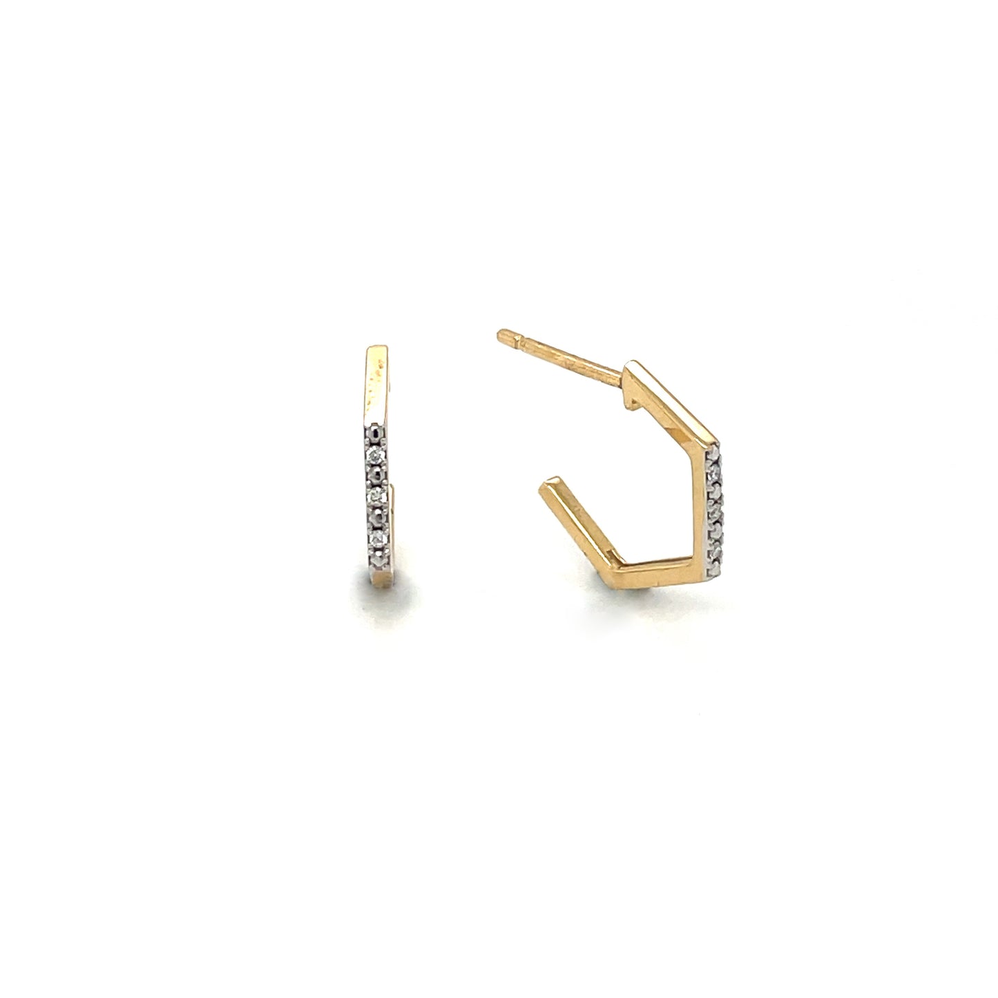 18ct Yellow Gold Hexagon Diamond Earrings