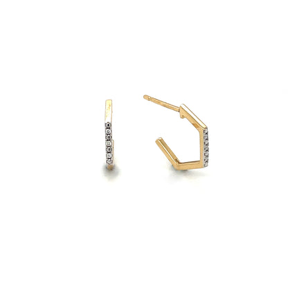 18ct Yellow Gold Hexagon Diamond Earrings