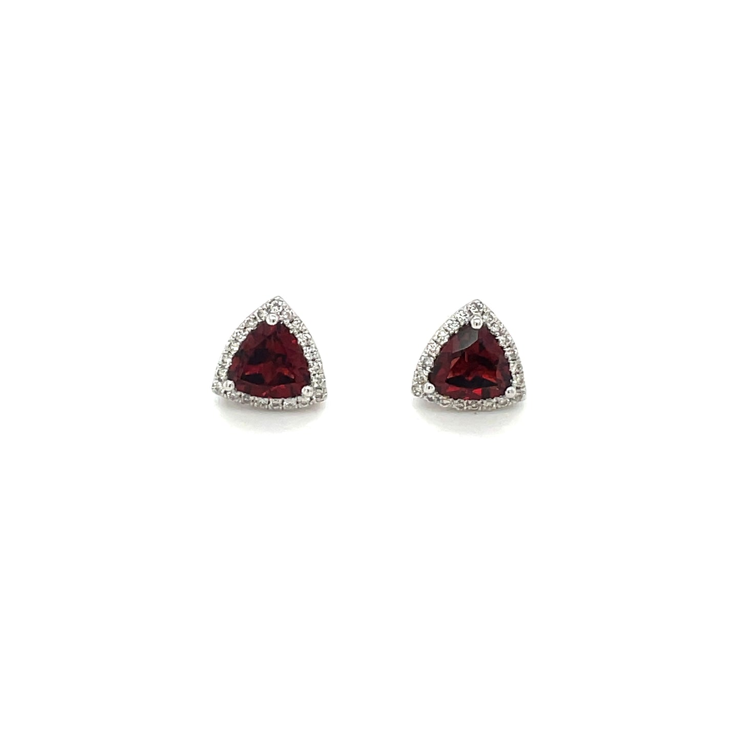 18ct White Gold Garnet & Diamond Cluster Earrings