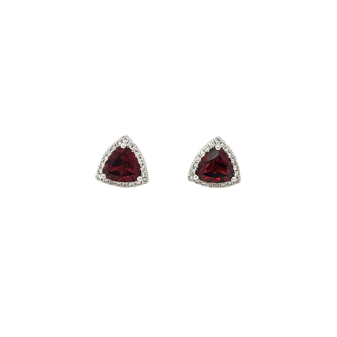 18ct White Gold Garnet & Diamond Cluster Earrings
