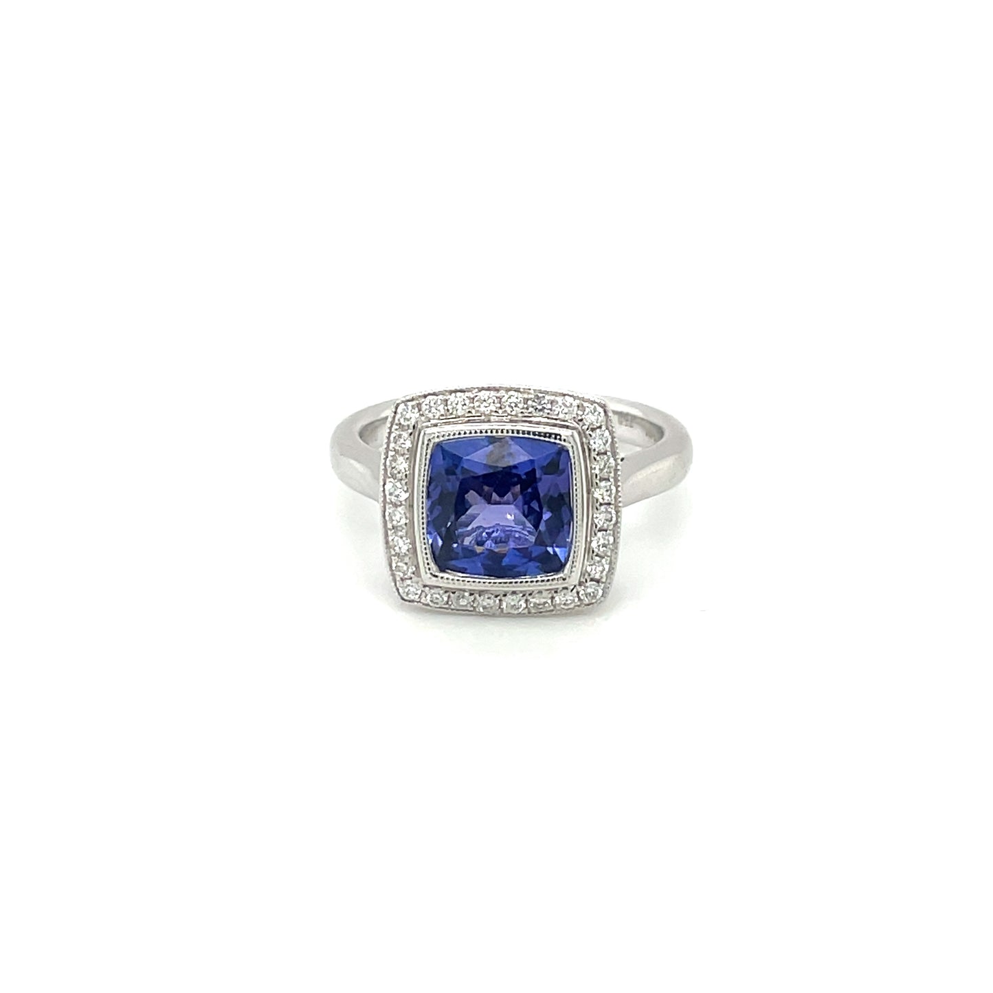 18ct White Gold Tanzanite & diamond Cluster Ring