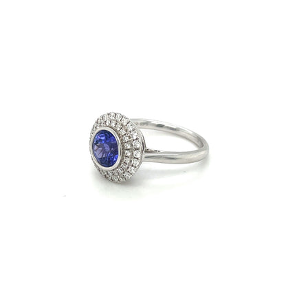 White Gold Diamond and Tanzanite Ring