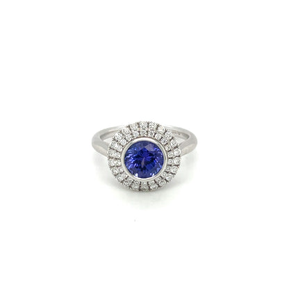 White Gold Diamond and Tanzanite Ring