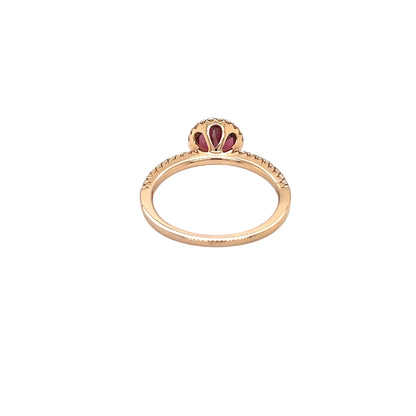 18ct Rose Gold Pink Tourmaline & Diamond Ring (N)