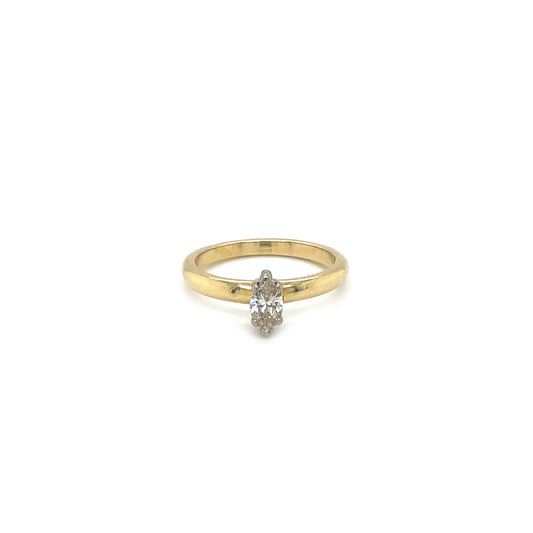 Yellow and White Metal Diamond Solitaire Ring (M1/2)