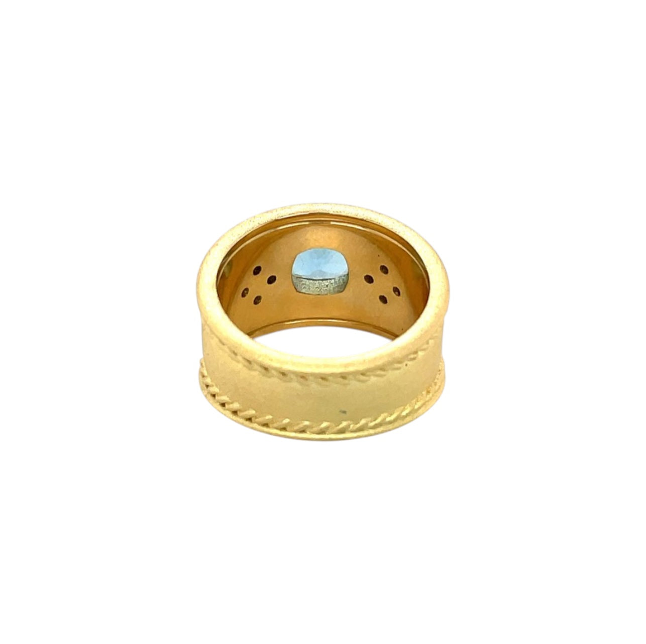 18ct Yellow Gold Aquamarine & Diamond Roman Ring (M1/2)