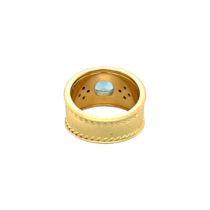 18ct Yellow Gold Aquamarine & Diamond Roman Ring (M1/2)