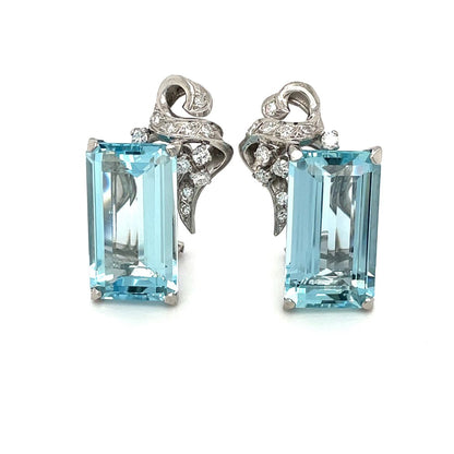 18ct White Gold Aquamarine & Diamond Earrings