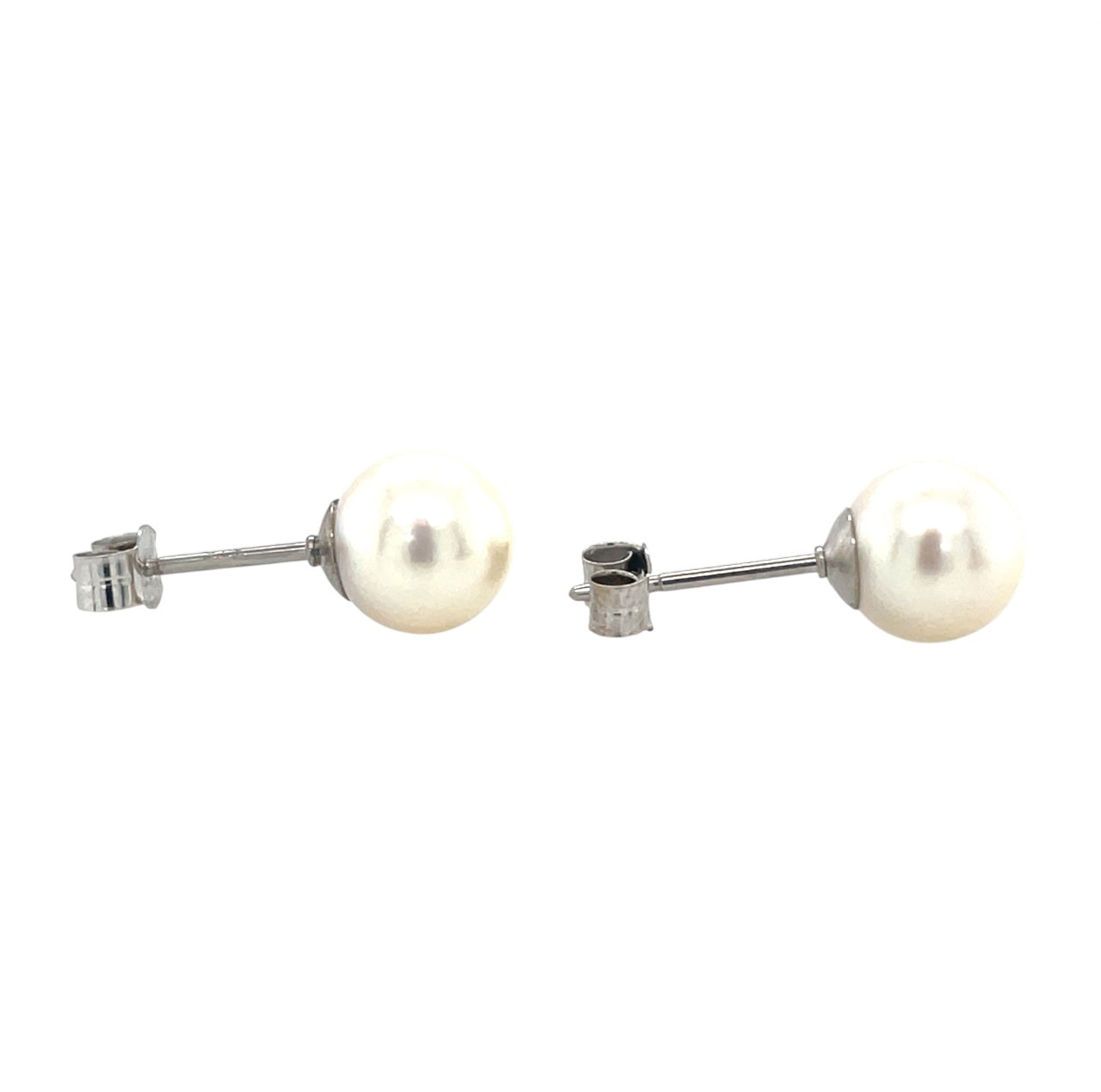 9ct White Gold Akoya Pearl Stud Earrings (8-8.5mm)