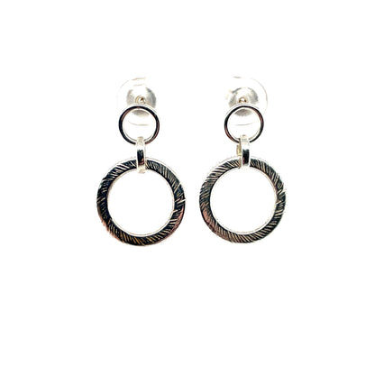 Silver Textured Ring Earrings