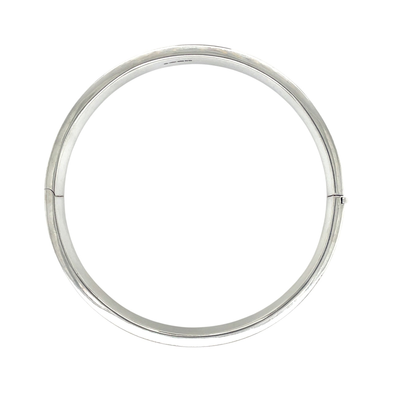 Silver Flat-Edge Round Hinged Bangle