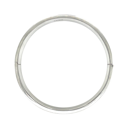 Silver Flat-Edge Round Hinged Bangle