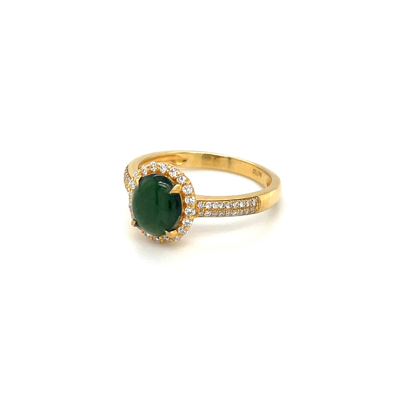 18ct Yellow Gold Jade & Diamond Cluster Ring