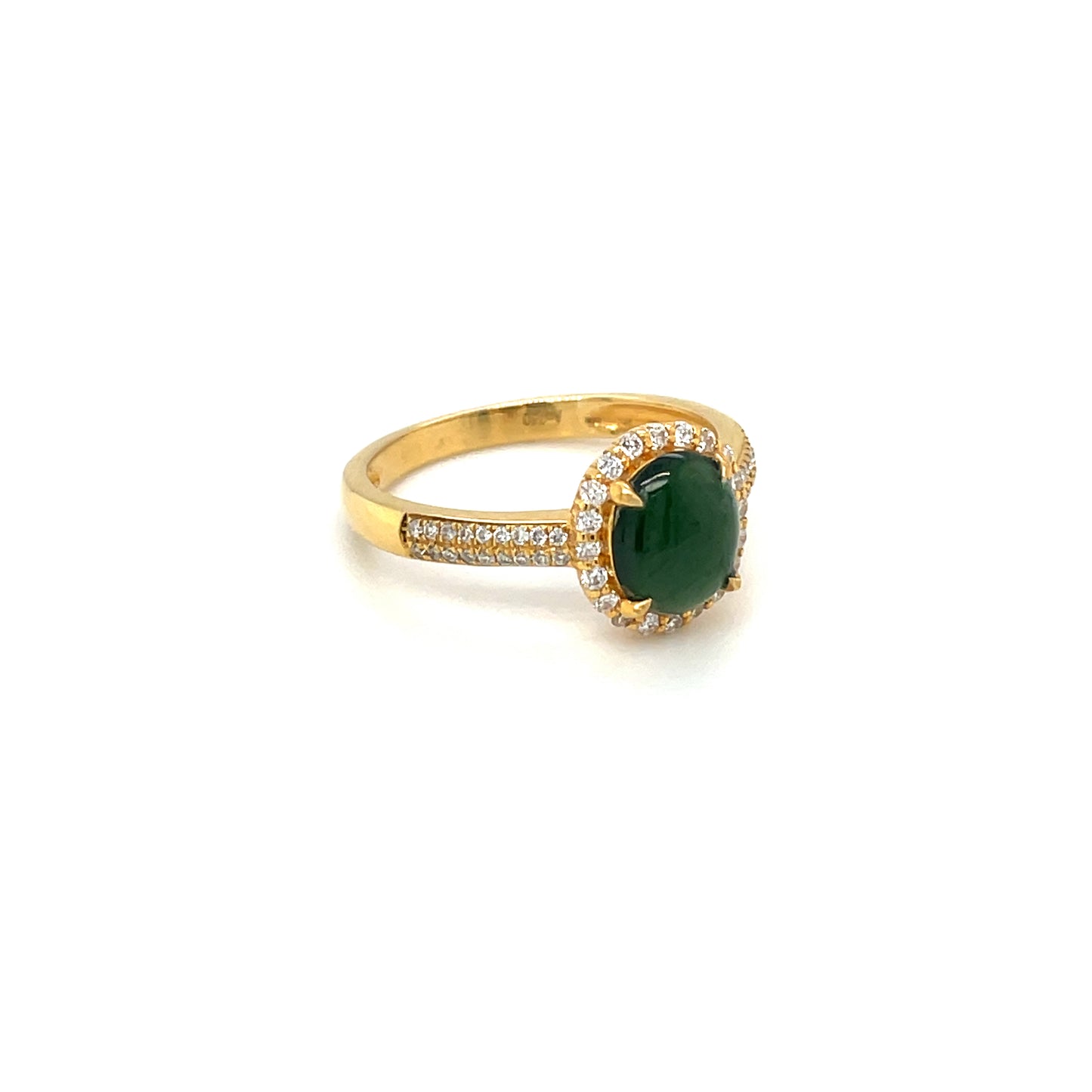 18ct Yellow Gold Jade & Diamond Cluster Ring