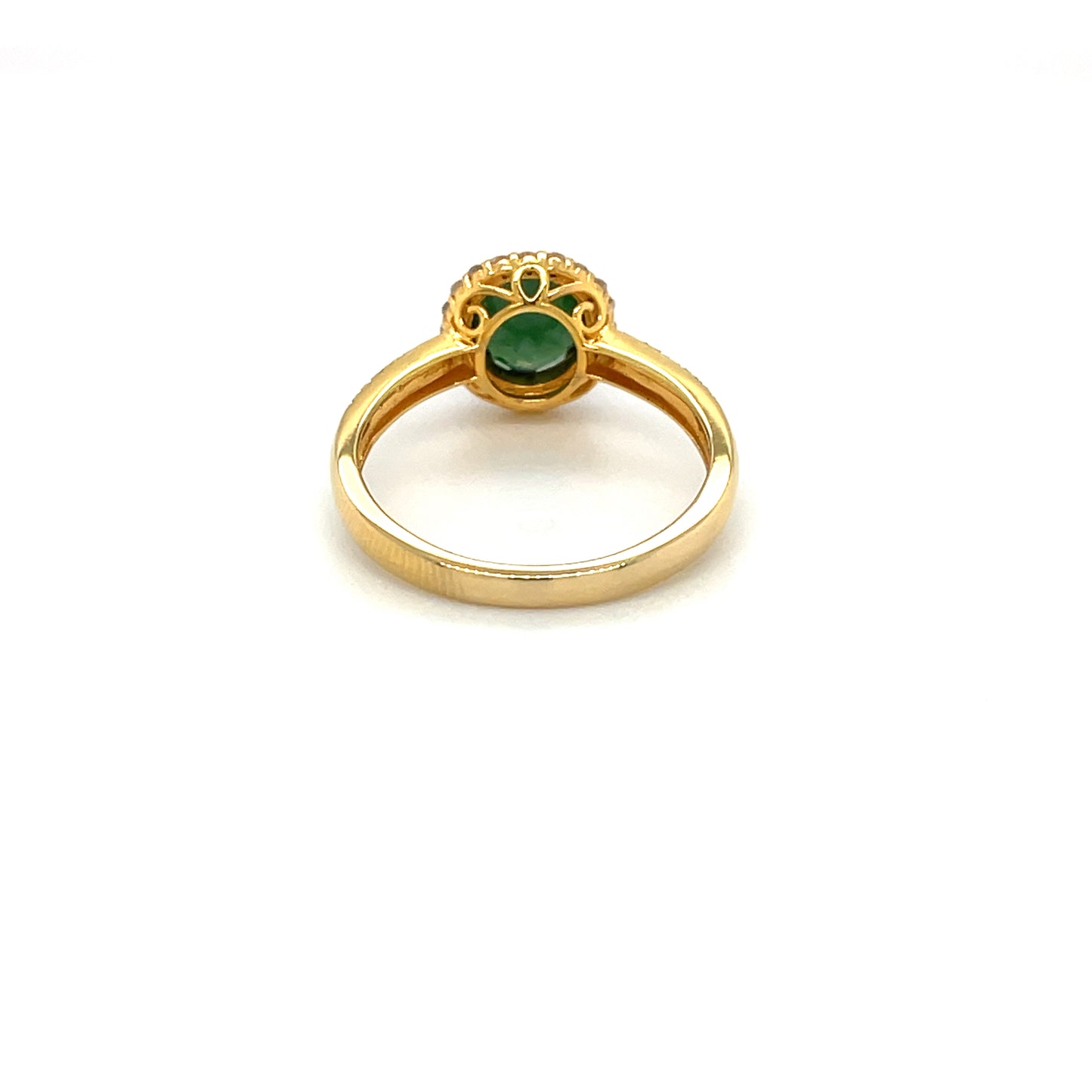 18ct Yellow Gold Jade & Diamond Cluster Ring