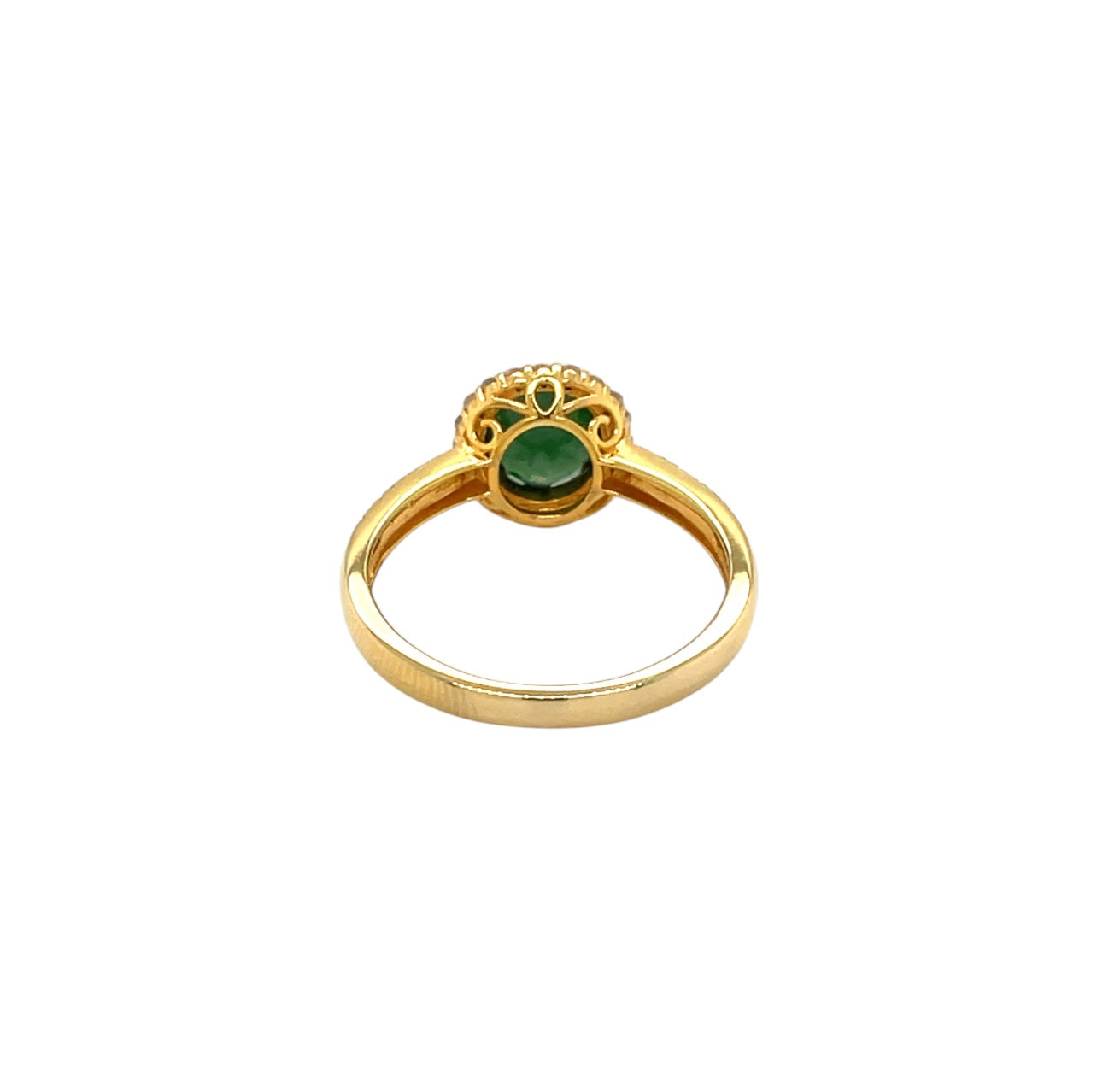 18ct Yellow Gold Jade & Diamond Cluster Ring (P)