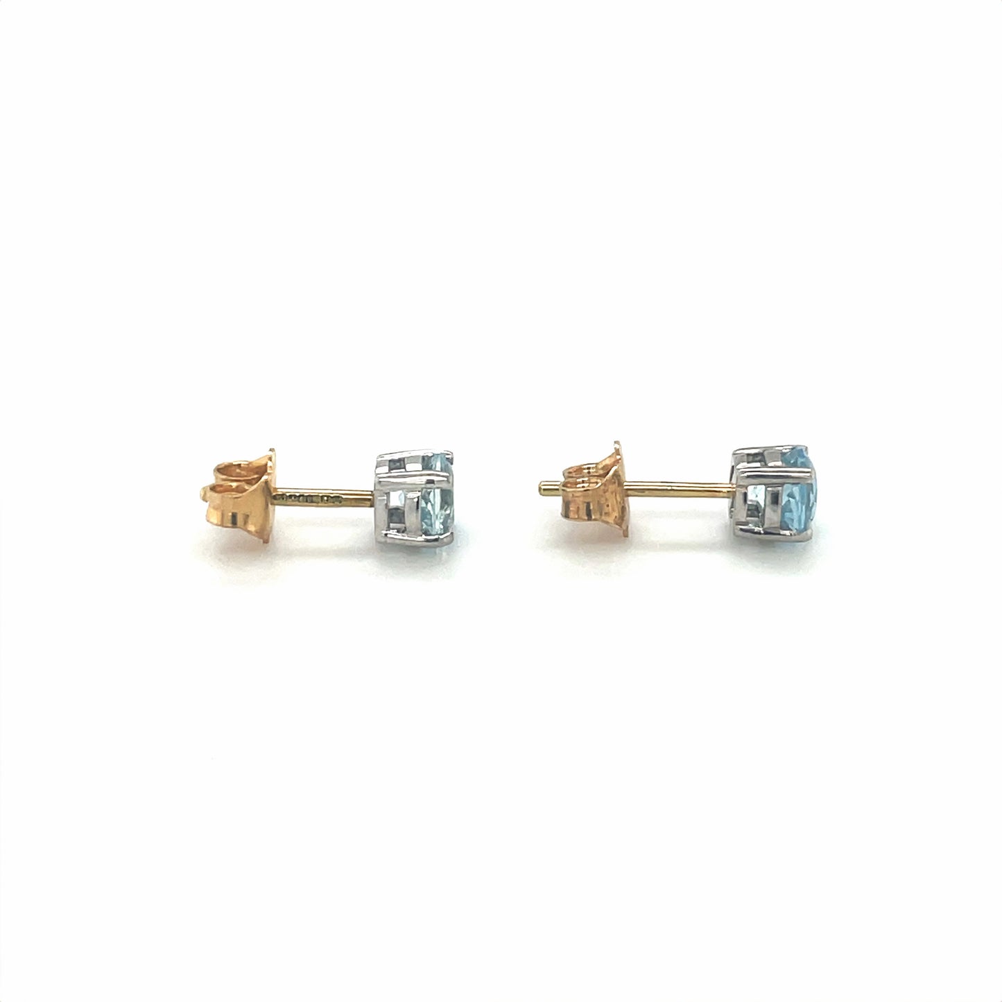 18ct Yellow & White Gold Aquamarine Stud Earrings