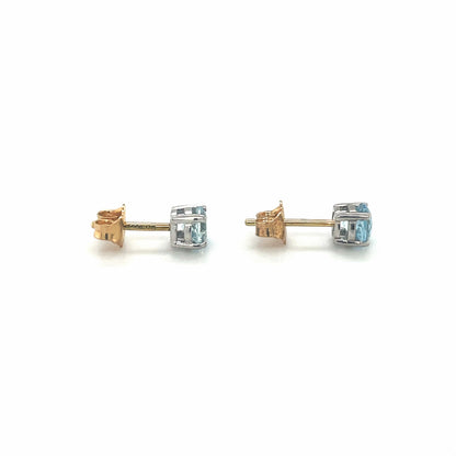 18ct Yellow & White Gold Aquamarine Stud Earrings