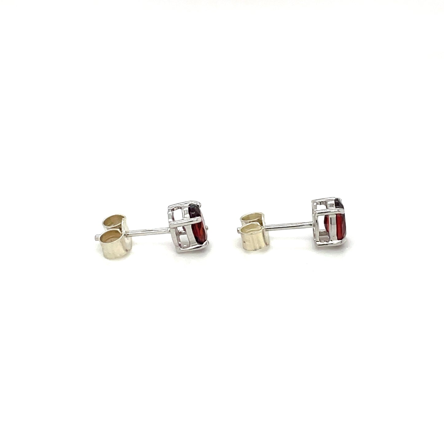 9ct White Gold Garnet Stud Earrings