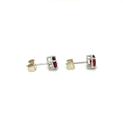 9ct White Gold Garnet Stud Earrings